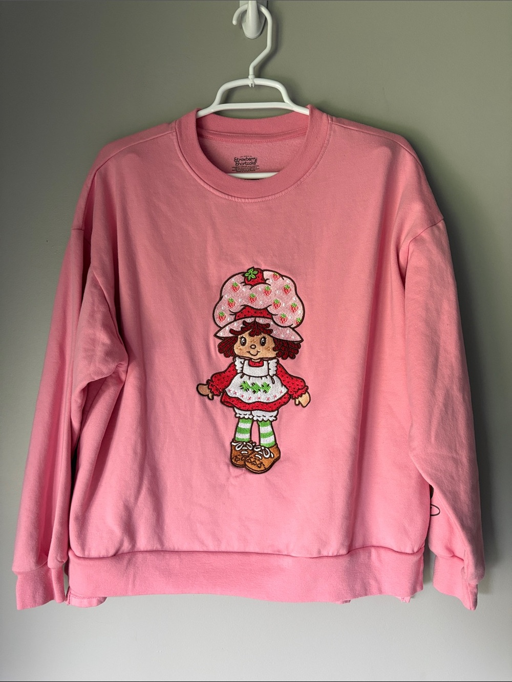 Strawberry Shortcake Rare Oversized Crewneck Embroidered Patch Sweatshirt